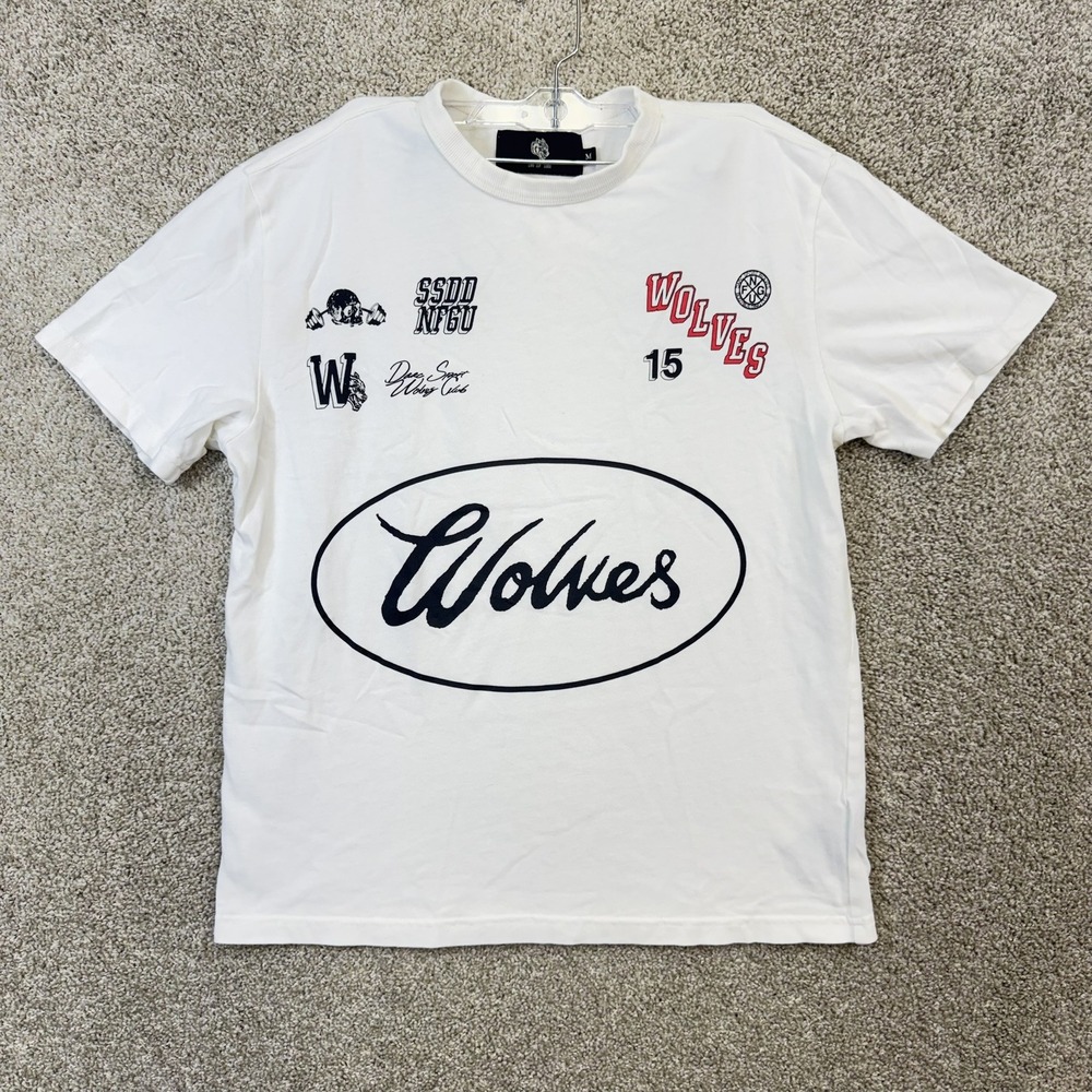 Dare Sport Wolves Graphic T Shirt Size Medium White Black Red Limited Edition